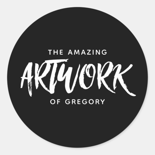 パーソナライズされた白黒アーティストアートステッカー ラウンドシール (正面)