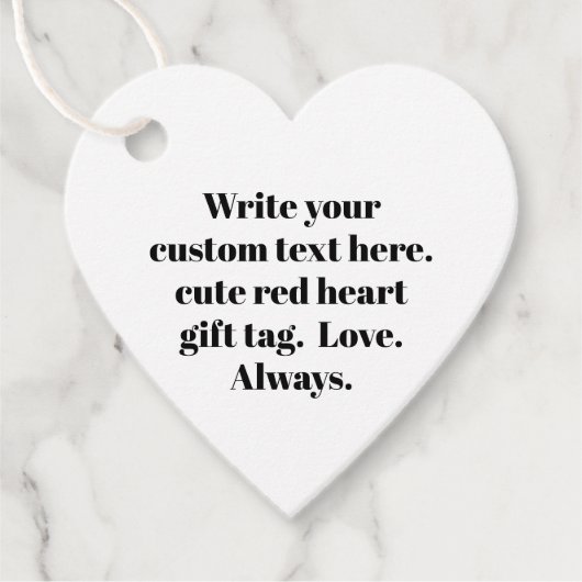 パーソナライズされた白黒カスタム文字かわいいハート フェイバータグ (正面)