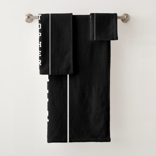 パーソナライズされた白黒ストライプバスタオルセット バスタオルセット (インサイチュ)