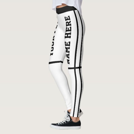 パーソナライズされた白黒ストライプペット名 レギンス (左)