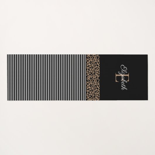 パーソナライズされた白黒ストライプ ヨガマット (裏面(横))