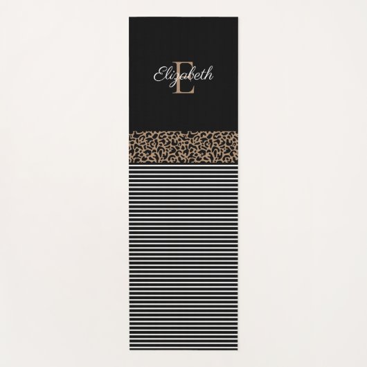 パーソナライズされた白黒ストライプ ヨガマット (正面)