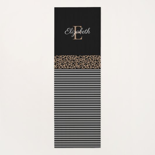 パーソナライズされた白黒ストライプ ヨガマット (裏面)