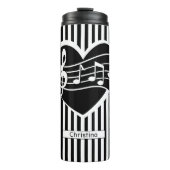 パーソナライズされた白黒ノートのハートストライプ タンブラー (正面)