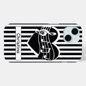 パーソナライズされた白黒ノートのハートストライプ Case-Mate iPhoneケース (裏面 (横))
