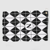 パーソナライズされた白黒パタアーガイルーン ゴルフタオル (横)