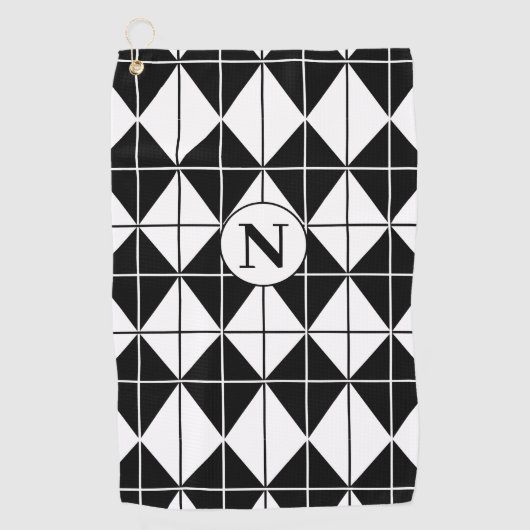 パーソナライズされた白黒パタアーガイルーン ゴルフタオル (正面)