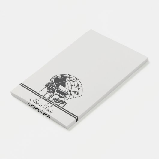 パーソナライズされた白黒ピアノ音楽ノート ポストイット (アングル)