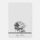 パーソナライズされた白黒ピアノ音楽ノート ポストイット (正面)