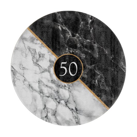 パーソナライズされた白黒フェイク大理石切削ボード カッティングボード (正面)