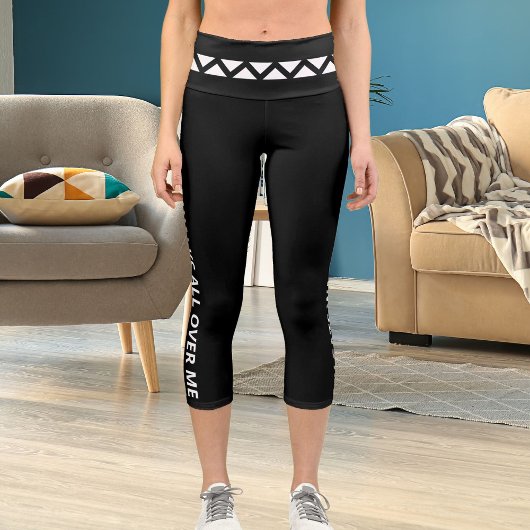 パーソナライズされた白黒モダンストリートウェア カプリレギンス