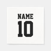 パーソナライズされた白黒名前をカスタムする数 スタンダードカクテルナプキン (正面)