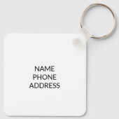 パーソナライズされた白黒名前をカスタムする連絡情報 キーホルダー (裏面)