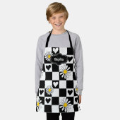 パーソナライズされた白黒市松模様にエプロン エプロン (着用した状態)