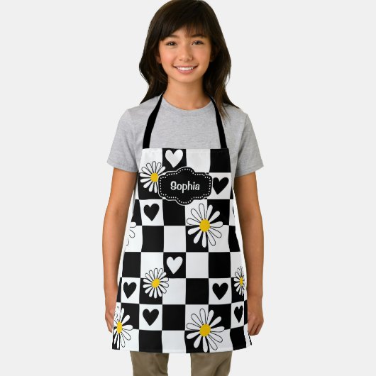 パーソナライズされた白黒市松模様にエプロン エプロン (インサイチュ)
