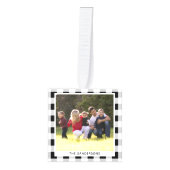 パーソナライズされた白黒格子写真クリスマス キューブオーナメント (正面)