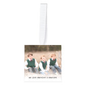 パーソナライズされた白黒格子模様のクリスマスフォト キューブオーナメント (正面)