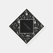 パーソナライズされた白黒楽器 スタンダードカクテルナプキン (角)