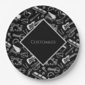 パーソナライズされた白黒楽器 ペーパープレート (正面)