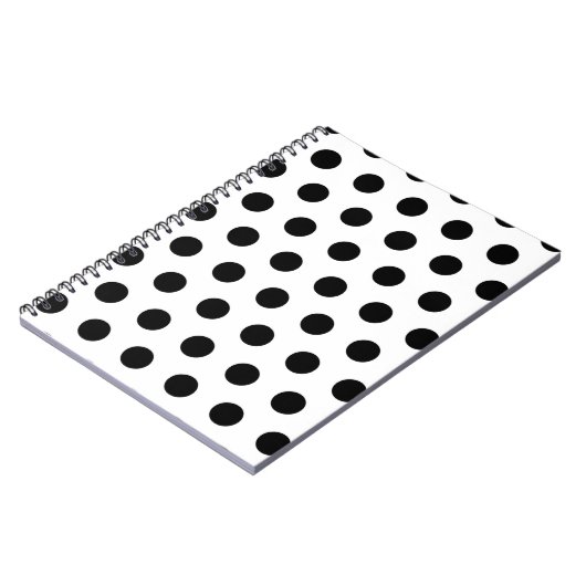 パーソナライズされた白黒水玉模様 ノートブック (左側)