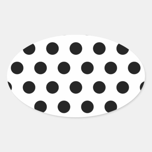 パーソナライズされた白黒水玉模様 楕円形シール (正面)