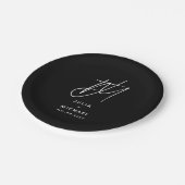 パーソナライズされた白黒結婚紙プレート ペーパープレート (アングル)