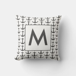 パーソナライズされた白黒航海のいかり クッション