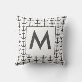 パーソナライズされた白黒航海のいかり クッション (裏面)