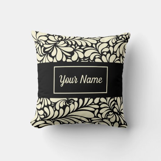 パーソナライズされた白黒装飾用クッション クッション (正面)