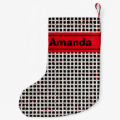 パーソナライズされた白黒赤パタエレガントーン スモールクリスマスストッキング (裏面)