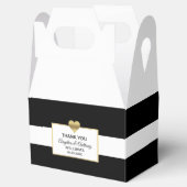 パーソナライズされた白黒金ゴールド結婚ハート フェイバーボックス (オープン)