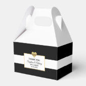 パーソナライズされた白黒金ゴールド結婚ハート フェイバーボックス (正面サイド)