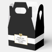 パーソナライズされた白黒金ゴールド結婚ハート フェイバーボックス (オープン)