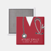 パーソナライズされた看護学校卒業祝い マグネット (正面/裏面)