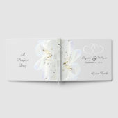 パーソナライズされた真珠とレース結婚の ゲストブック (全面)