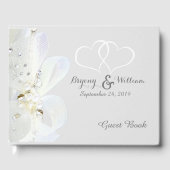 パーソナライズされた真珠とレース結婚の ゲストブック (正面)