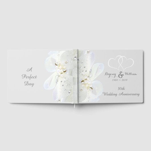 パーソナライズされた真珠30周年結婚記念 ゲストブック (全面)