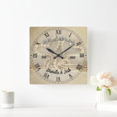 パーソナライズされた真珠30周年結婚記念 スクエア壁時計 (ホーム)