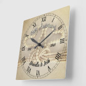 パーソナライズされた真珠30周年結婚記念 スクエア壁時計 (傾斜)