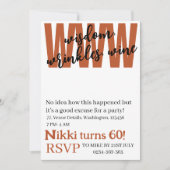 パーソナライズされた知恵、しわ、ワインの誕生おもしろい日 招待状 (正面)