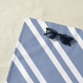 パーソナライズされた石板ブルーと白ストライプ色 ビーチタオル (インサイチュ)