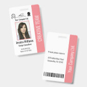 パーソナライズされた社員写真付きIDカード 社内セキュリティ バッジ (正面&裏面)