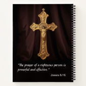 パーソナライズされた祈りの言葉ジャーナル金ゴールドクロスおよびバラ ノートブック (裏面)