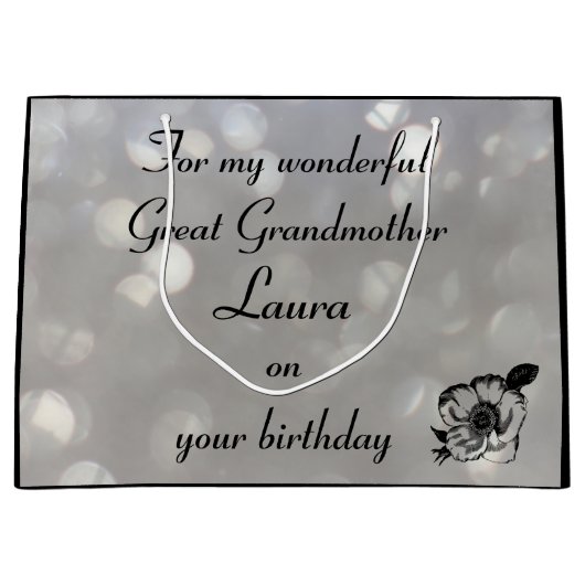 パーソナライズされた祖母誕生日 ラージペーパーバッグ (正面)