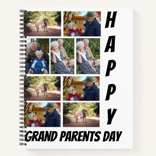 パーソナライズされた祖父母の日9写真コラージュ ノートブック (正面)