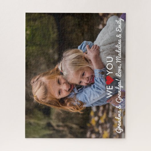 パーソナライズされた祖父母を愛する家族の写真 ジグソーパズル (縦)