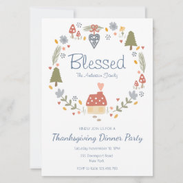 パーソナライズされた祝福に満ちた感謝のディナーパーティー 招待状