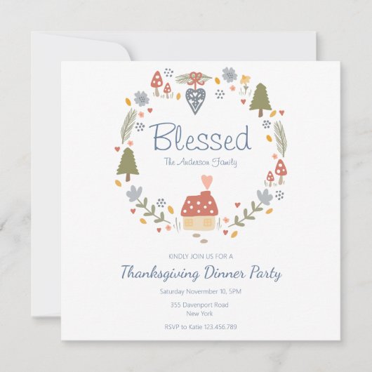 パーソナライズされた祝福 感謝のディナーパーティー (正面)