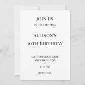 パーソナライズされた神秘的なブラック＆ホワイトのタロットカード 招待状 (裏面)