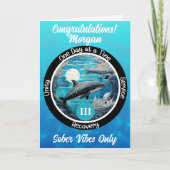 パーソナライズされた禁酒マイルストーンカード - クジラ カード (正面)